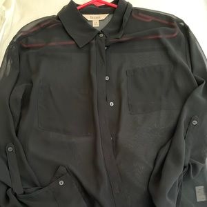 Black long sleeve sheer top.